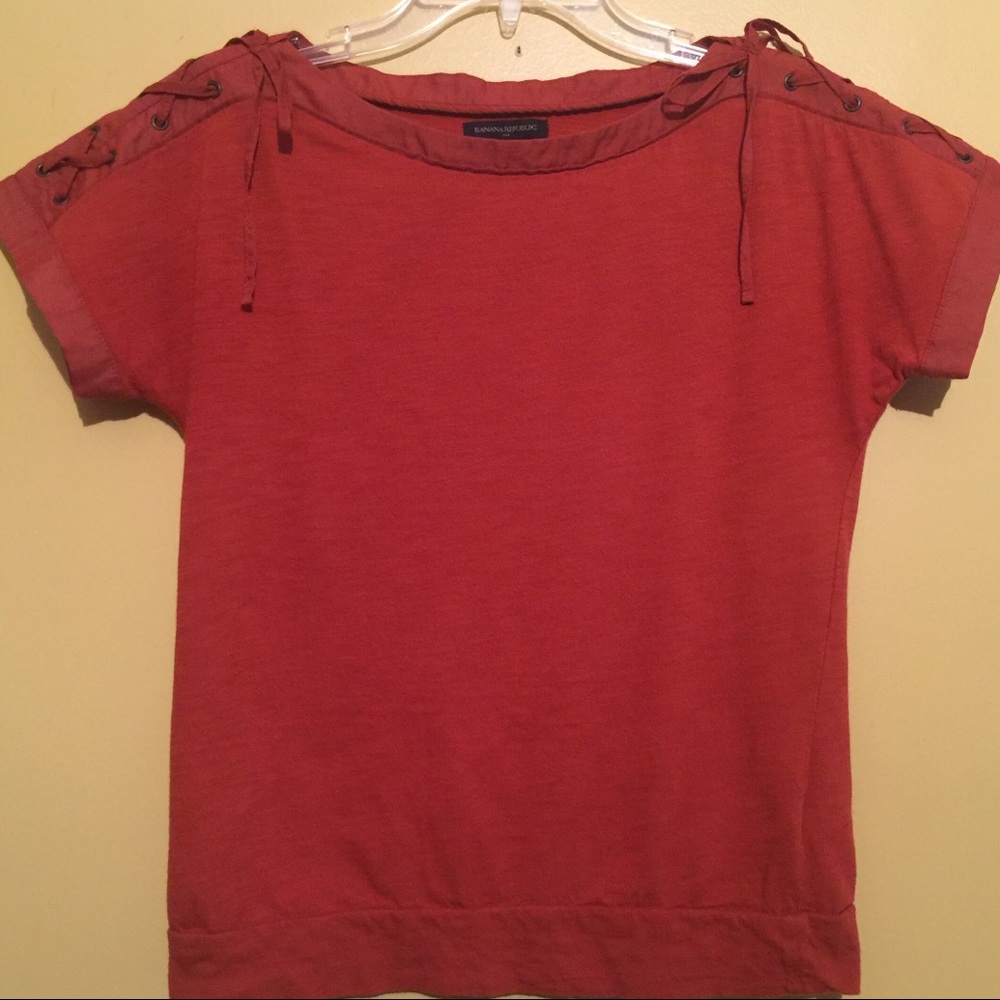 BANANA REPUBLIC CAPPED LACE TIE SLEEVES TOP SZ. SM